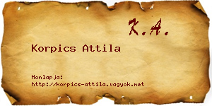 Korpics Attila névjegykártya